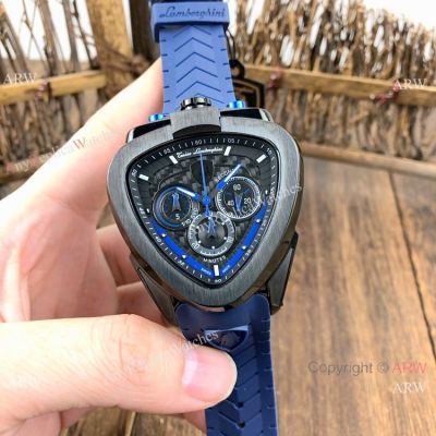 Best Replica Lamborghini Spyder Chrono Watches Blue Rubber Strap